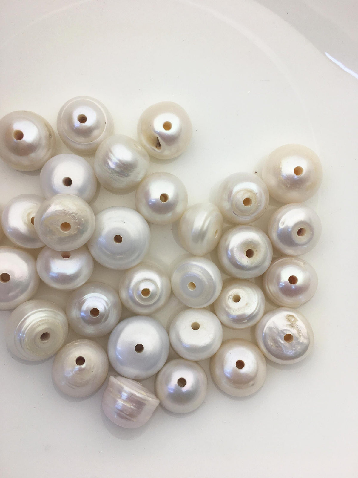 10pcs AA Very Big 15-16mm Big white button freshwater pearls,2.2mm large hole,SM15-2A-2