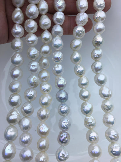 AA+ 9-11mm white baroque near round Edison Freshwater Pearl,ED12-2A-5-59