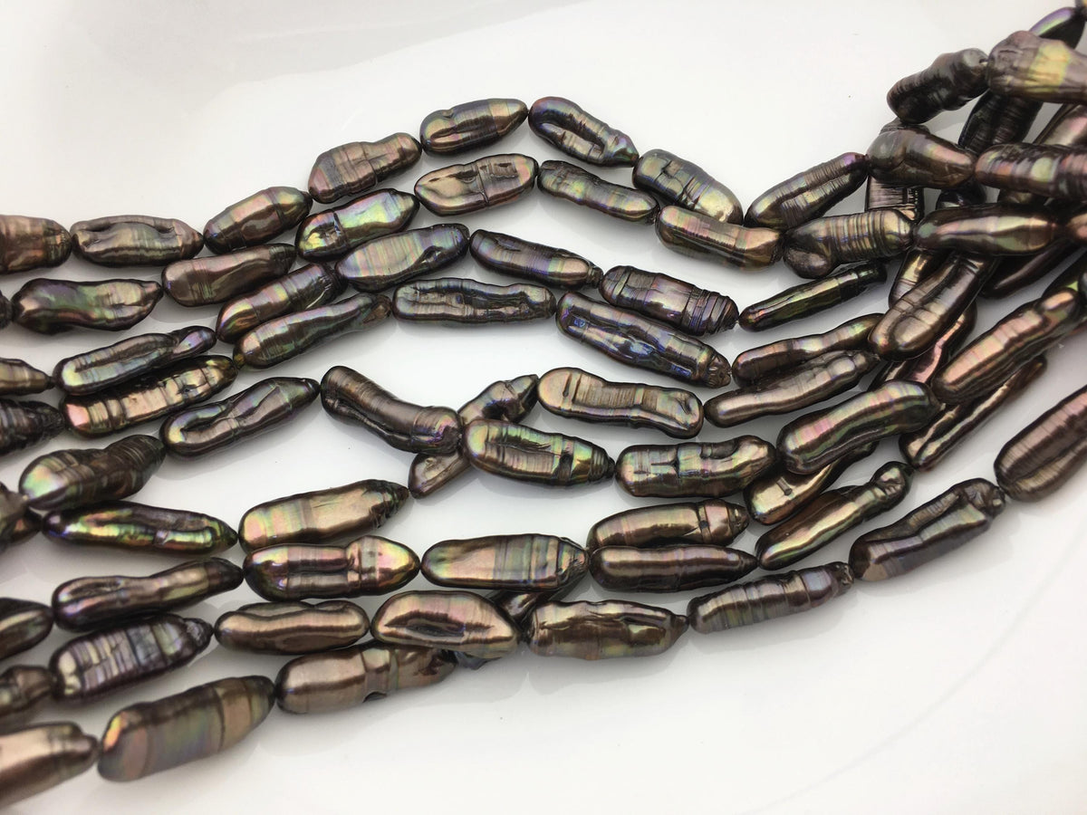 AA+ 8-10mm black thick biwa Pearl Necklace,Genuine Fresh Water Pearl,Wedding Necklace,Mothers Day,ZS-80-10-10