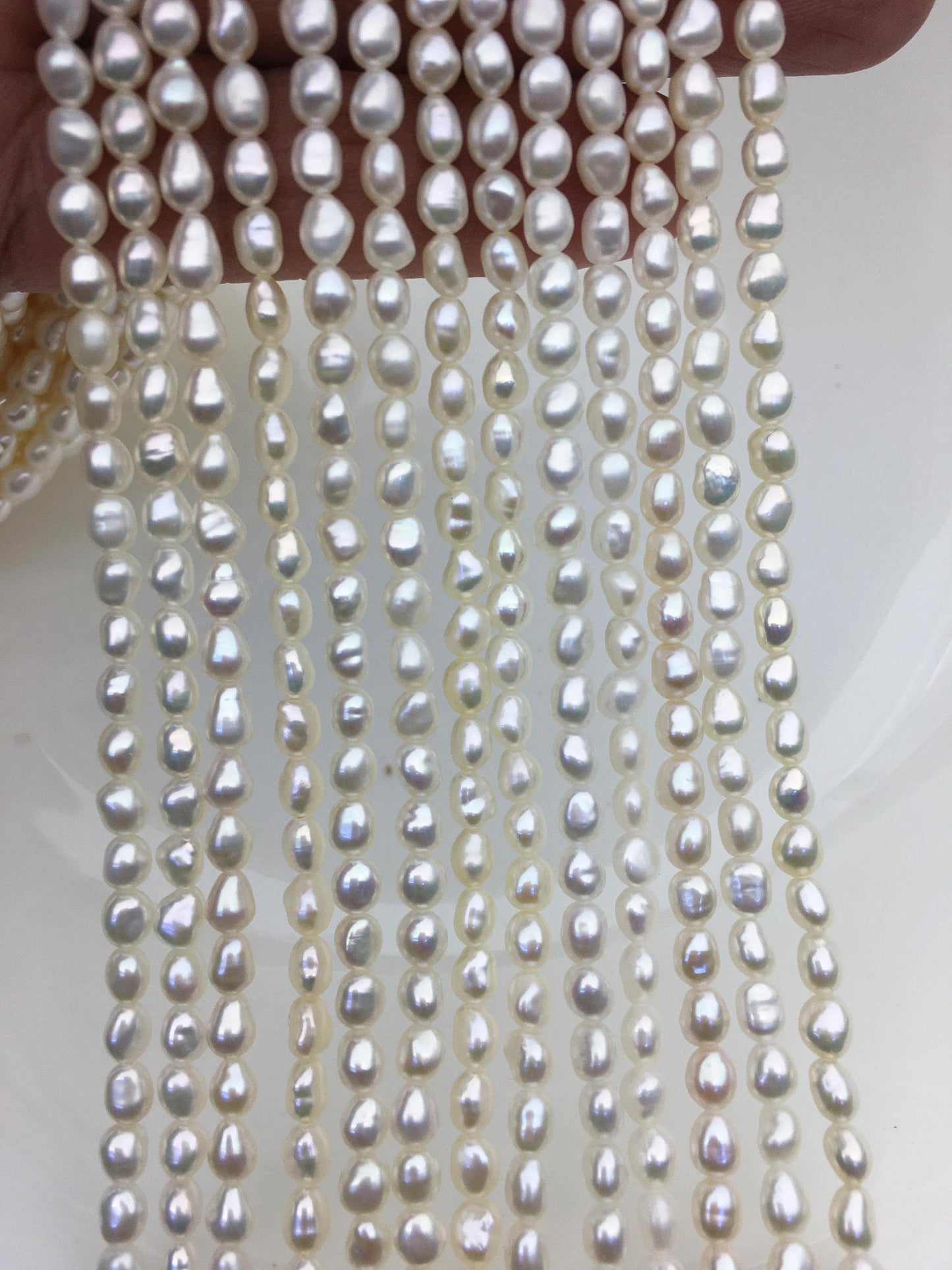 AAA 4-4.5mm Tiny white nugget freshwater pearls,irregular nugget freshwater pearl strand,LM4-3A-4