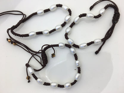 1pc AA+ 5-6mm rice pearl thread bracelet,adjust length,pearl bracelet, knotted freshwater pearl bracelet,Pearls Bracelet,B8-T6-9