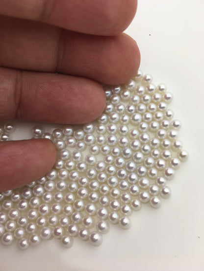 5pcs AAAA 3.5-4mm ROUND seed pearl,tiny pearls,white freshwater round loose pearl wholesale,tiny pearl supply,no hole,half drilled,RP3-4A-2