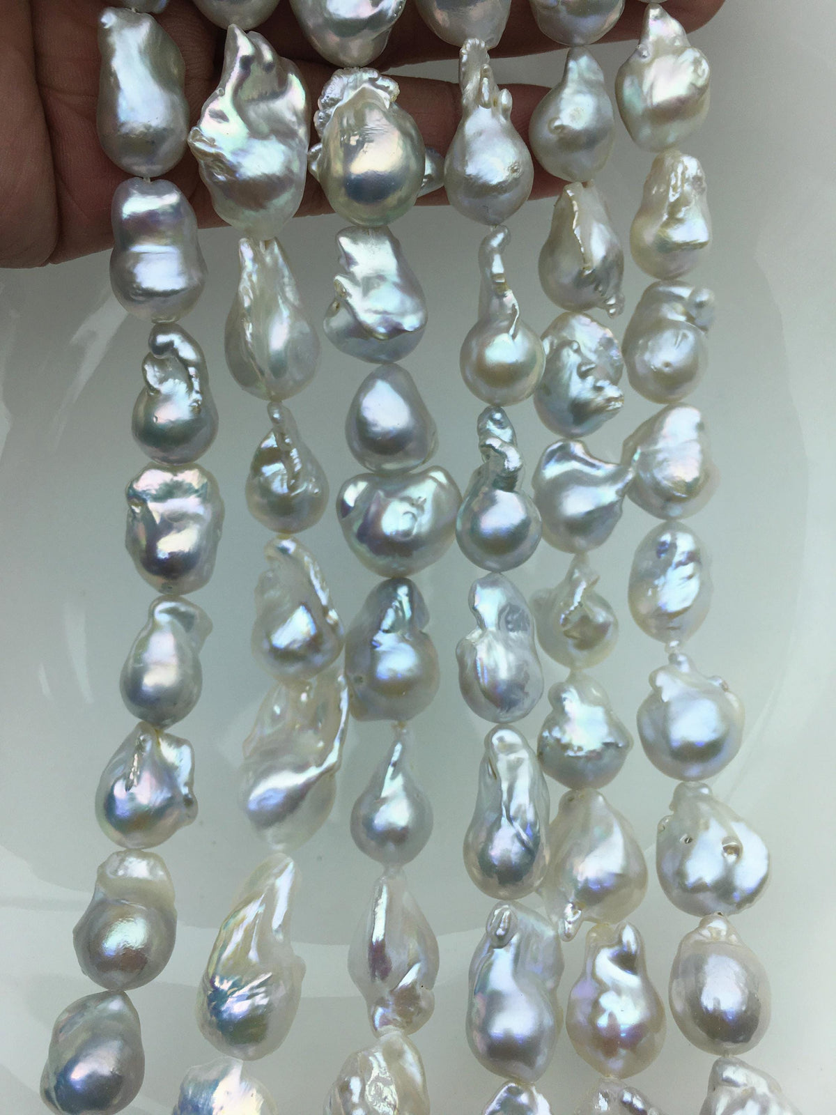 15.5'' AA+ 12-15mm White flame ball pearl,FL15-2A-5-3