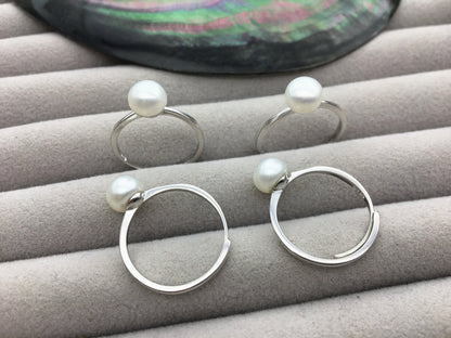 AAA white Pearl Genuine Sterling silver ring,anniversary ring,wedding rings for women,sterling silver 925 open ring jewellery,R1-042