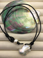 White Big Flameball pearl and leather necklace,Baroque Freshwater Pearl Drop Necklace,Flaming ball pearl necklace,wholesale,Le4-066
