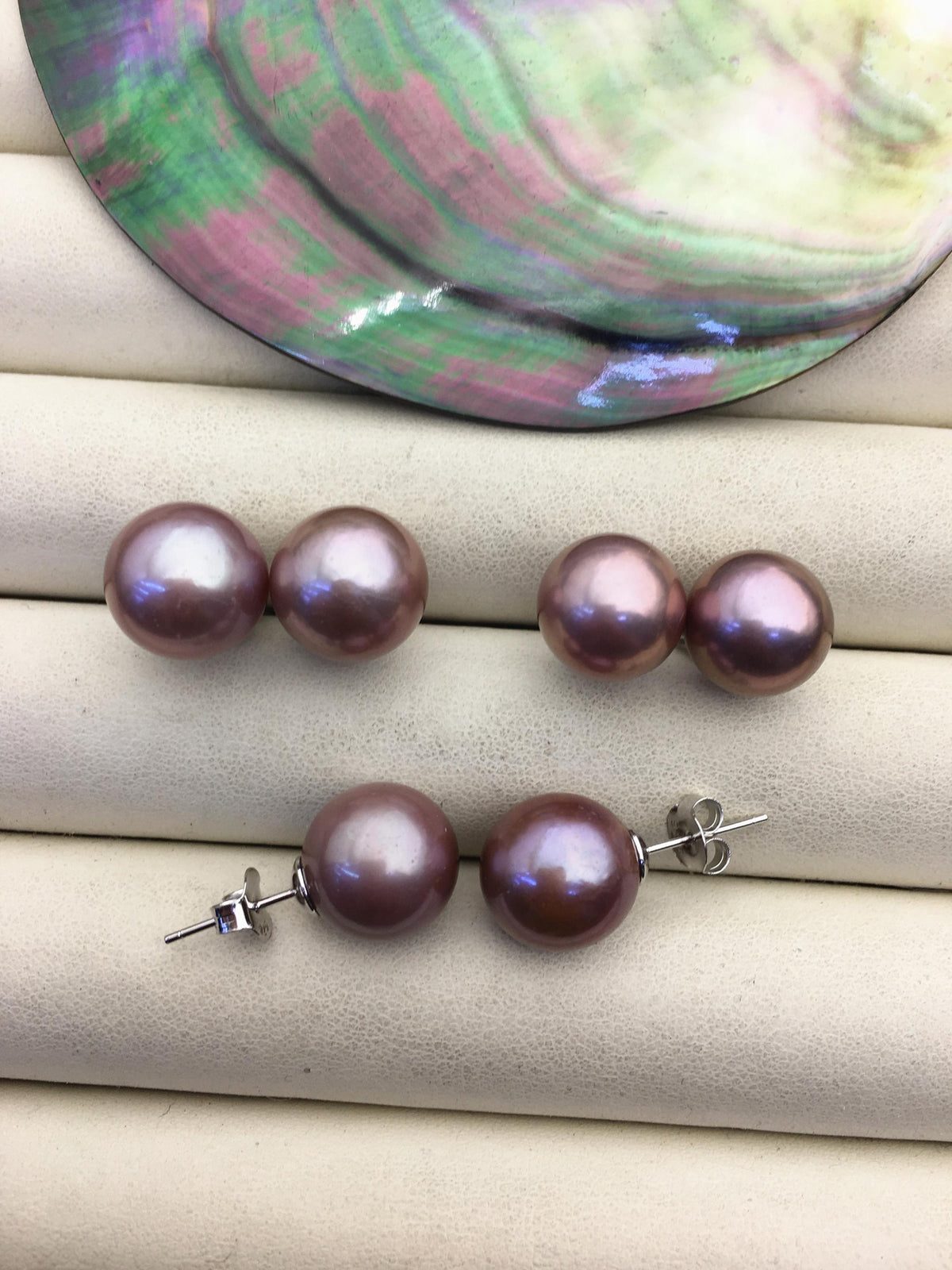 1 pair AAA 12-13mm purple round edison pearl stud earrings,S925 Sterling Sliver stud earrings,wedding pearl earrings,SE3-T9-49