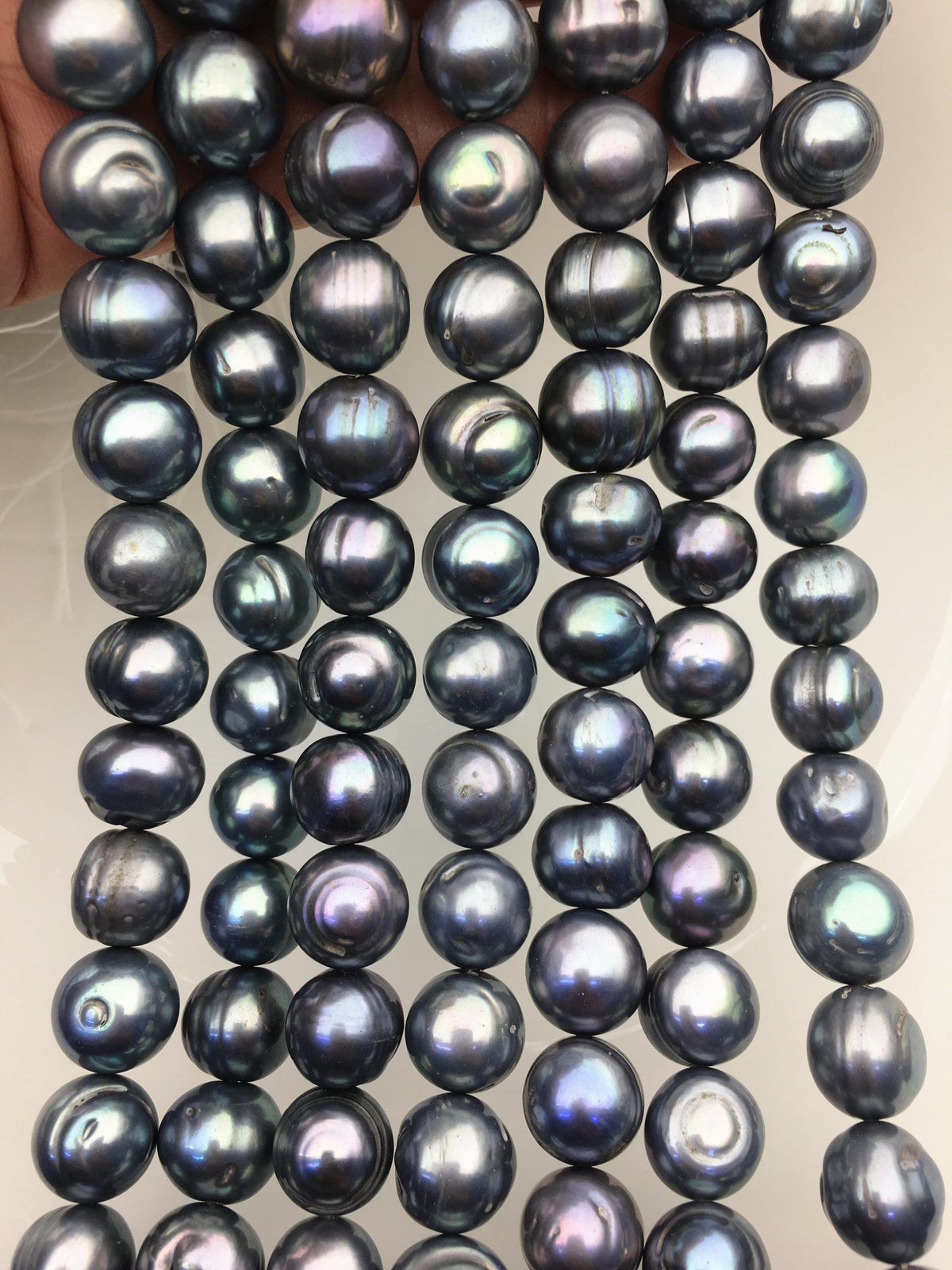 16.5'' AA+ 11.5-12.5mm Blue Gray big potato freshwater pearls,CR12-2A-3