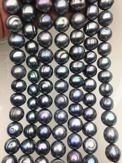 16.5'' AA+ 11.5-12.5mm Blue Gray big potato freshwater pearls,CR12-2A-3