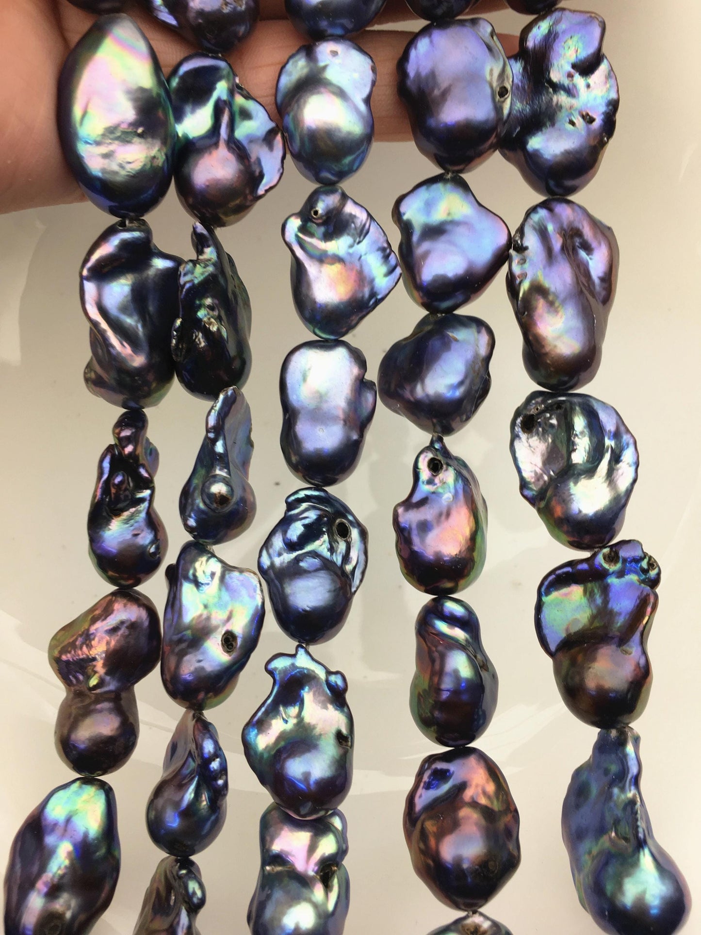 15.5'' AA 13-17mm Green Black Rainbow flame ball pearl,FL15-2A-5-42