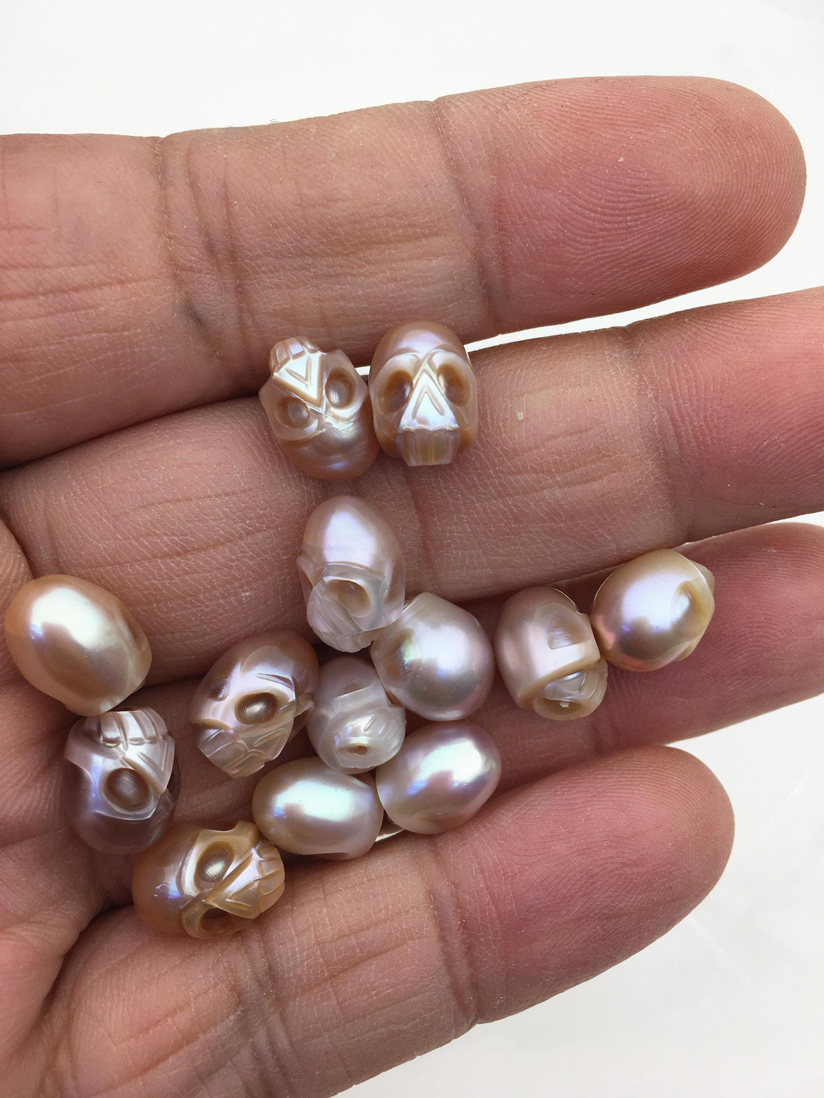 13pcs AAA 8mm puprle HandMade Carved Skull Freshwater Pearl Beads For necklace pendant,CAC-T7