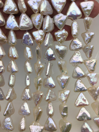 AAA 11-13mm White Thick Triangle Shape Freshwater Pearl,ZS-103-6