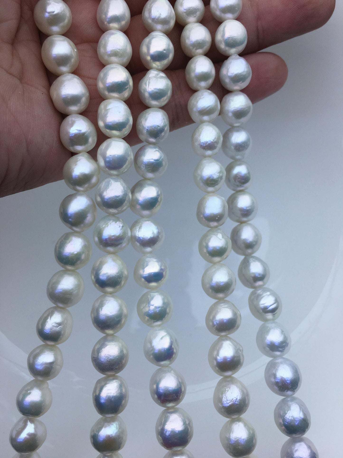 AA+ 9-11mm white baroque near round freshwater pearls,large hole,Birthday,Graduation, mother day pearl gift,RP10-2A-6