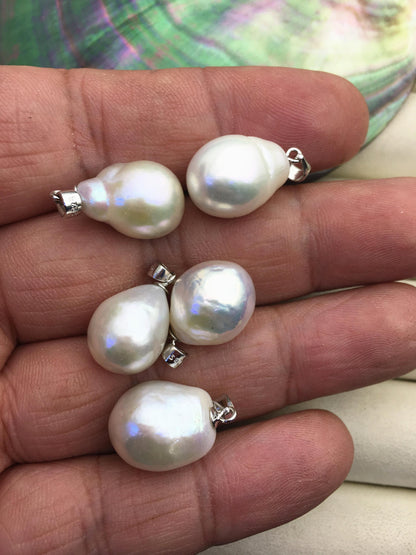 2pcs AAA 12-13mm white big drop rice edison freshwater Pearl pendant,NC1-033-4