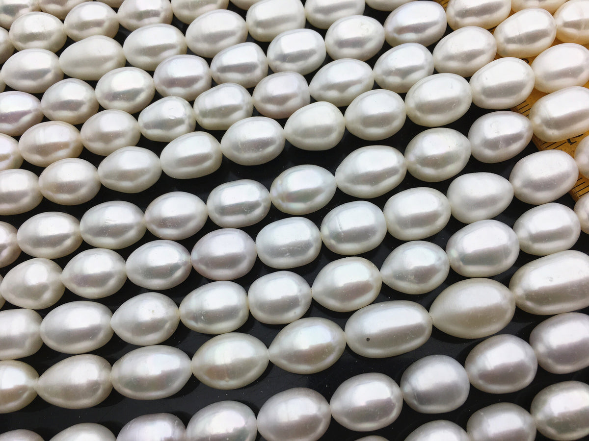 AA+ 9.4-10.4mm*12.5-16mm white long rice freshwater pearls,LR10-2A-2