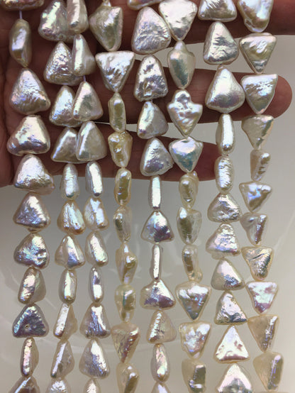 AAA 11-13mm White Thick Triangle Shape Freshwater Pearl,ZS-103-6