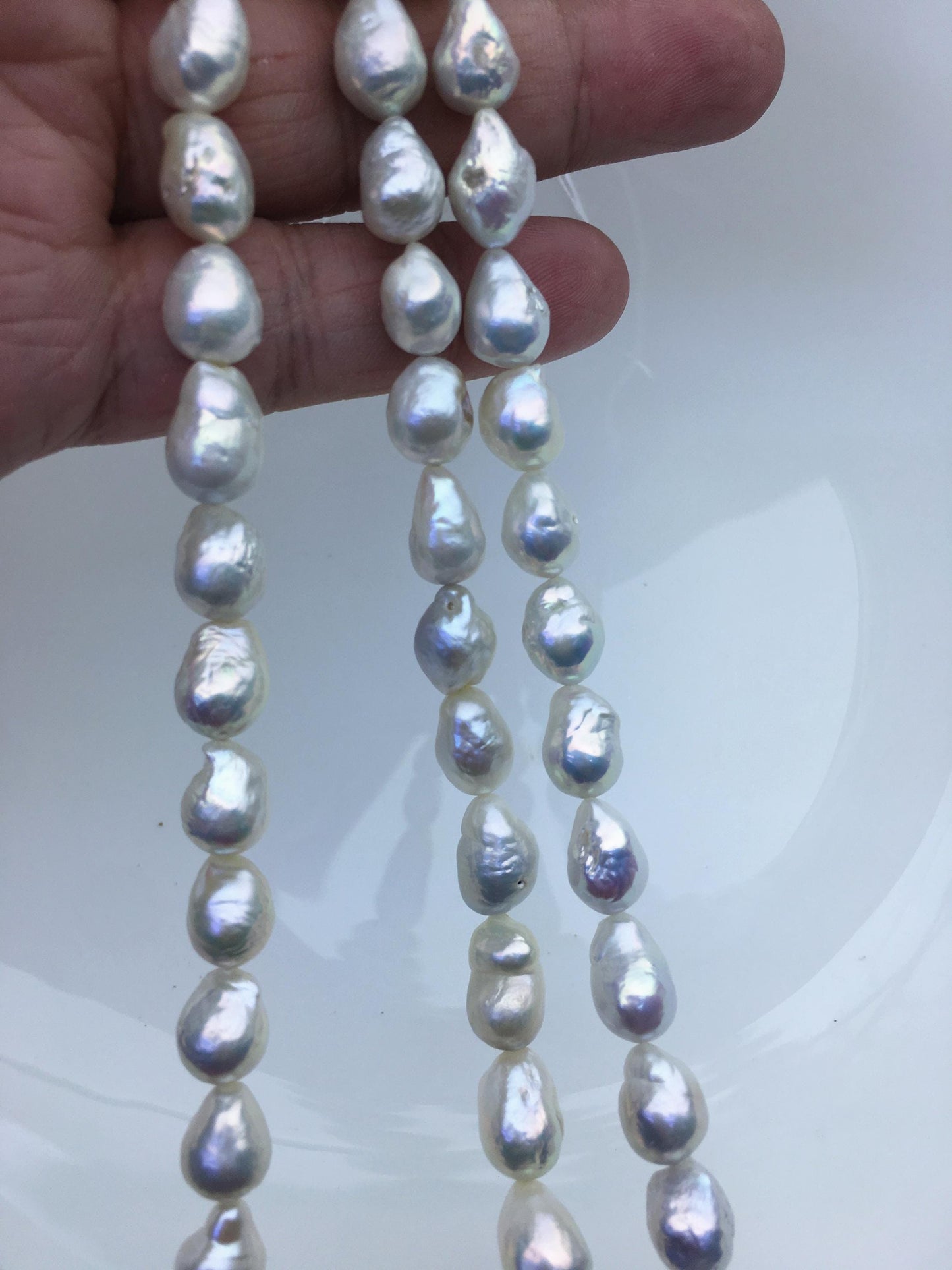 AA+ 7-9mm white baroque drop Edison Freshwater Pearl,ED12-2A-5-36
