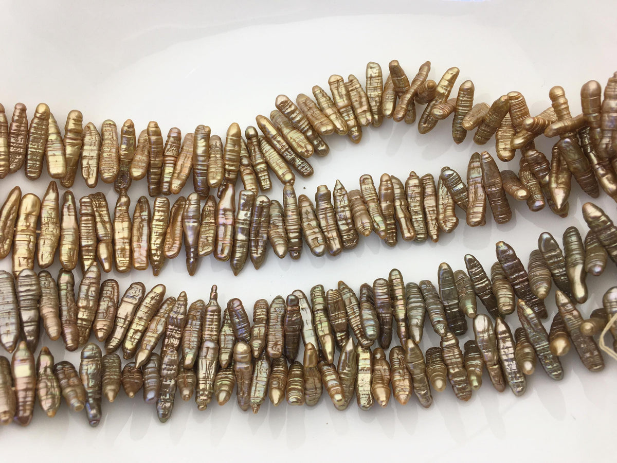 AA 5-6mm brown Biwa Pearl Necklace,Genuine Fresh Water Pearl,Wedding Necklace,Mothers Day,ZS-80-10-5