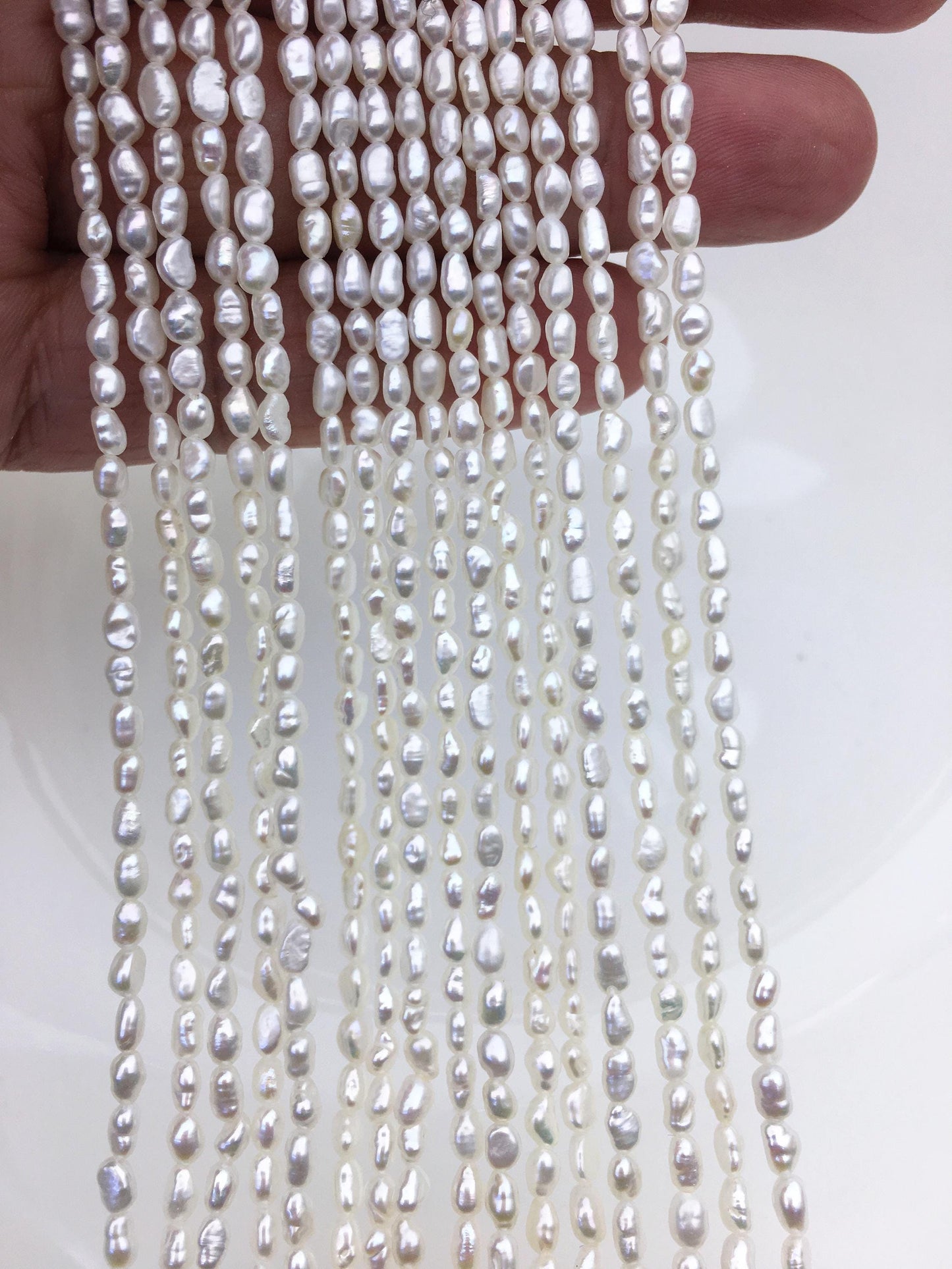AAA- 2.8-3.2mm white nugget seed pearls,irregular nugget freshwater pearl strand,cheap price,pearl factory china,LM2-3A-1