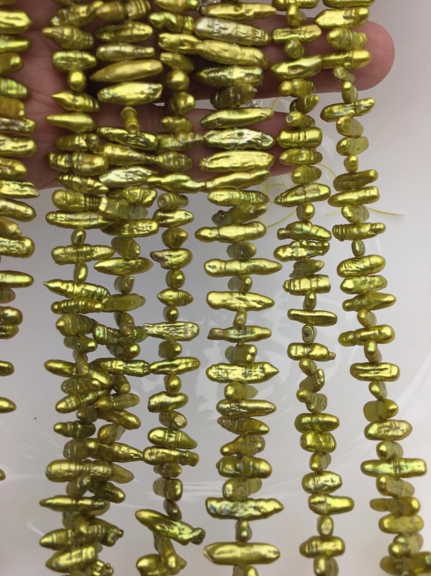 AA 4-5mm green Biwa Pearl Necklace,Genuine Fresh Water Pearl,Wedding Necklace,Mothers Day,ZS-80-10-47