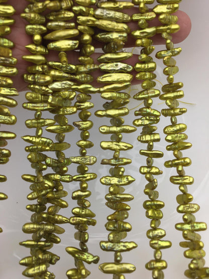 AA 4-5mm green Biwa Pearl Necklace,Genuine Fresh Water Pearl,Wedding Necklace,Mothers Day,ZS-80-10-47