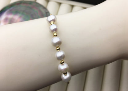 7'' AA+ white color pearl handmade bangle bracelet, B8-055-7