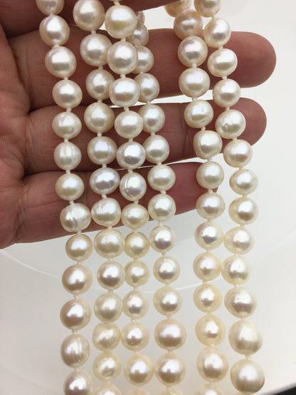 52'' 8mm white near round freshwater pearl Necklace,white Pearl necklace,NPN1-T14