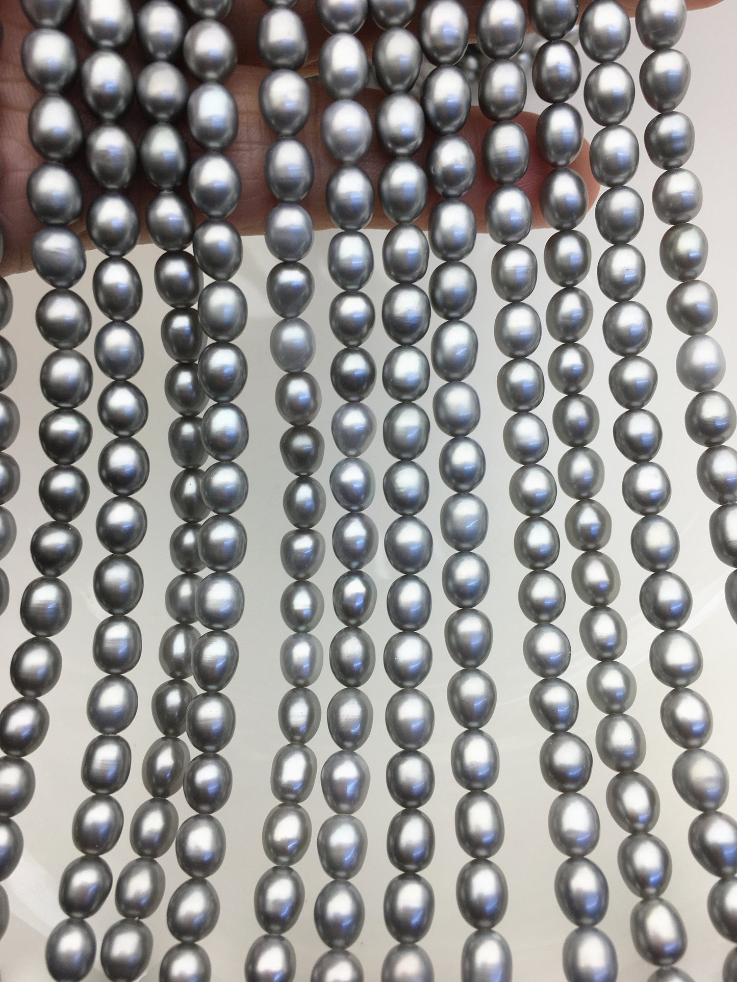 AAA 5.5-6mm gray oval rice freshwater pearls,genuine freshwater beads,Cultured freshwater pearls beads,LR5-3A-57