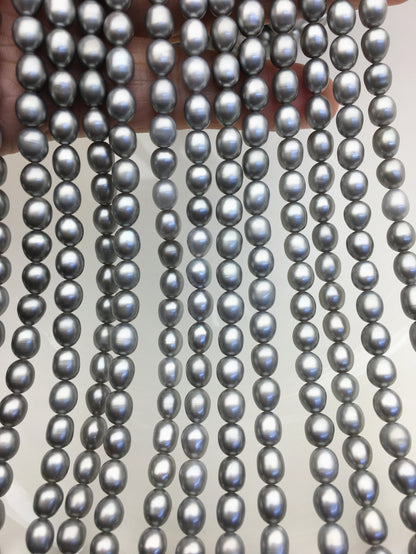 AAA 5.5-6mm gray oval rice freshwater pearls,genuine freshwater beads,Cultured freshwater pearls beads,LR5-3A-57
