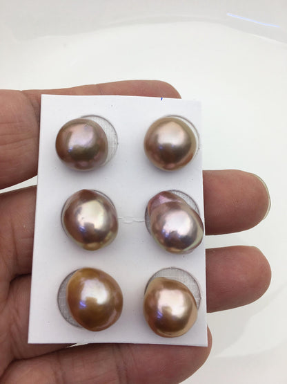 3pairs AAA 12-13mm Natural Purple Rainbow baroque drop edison freshwater pearl Pair,top half hole,ED11-3A-2-39