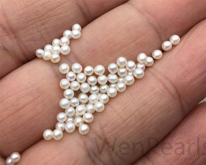10pcs AAA 2.5-2.7mm white near round seed freshwater pearls,half hole,through hole, For Earrings or Rings,Birthday pearl,RP2-3A-2-1