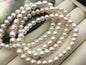 1pc AAA 7'' 6.4-7mm white Rice button round Freshwater pearl Elastic string Bracelet,B8-T11
