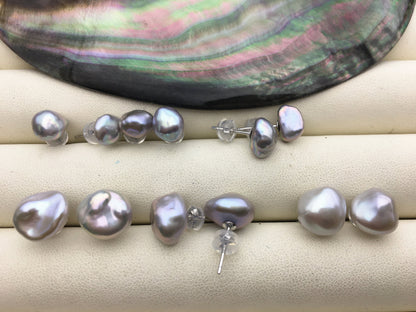 AAA 6/7/8/9mm Gray keshi Freshwater Pearl Stud Earrings,Stud Earrings for Women Girls,SE3-180