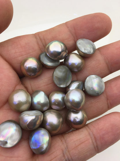 22pcs AAA 12-13mm Gray Purple Baroque Mabe Natural Rainbow Freshwater Pearls,no hole,MB-T9