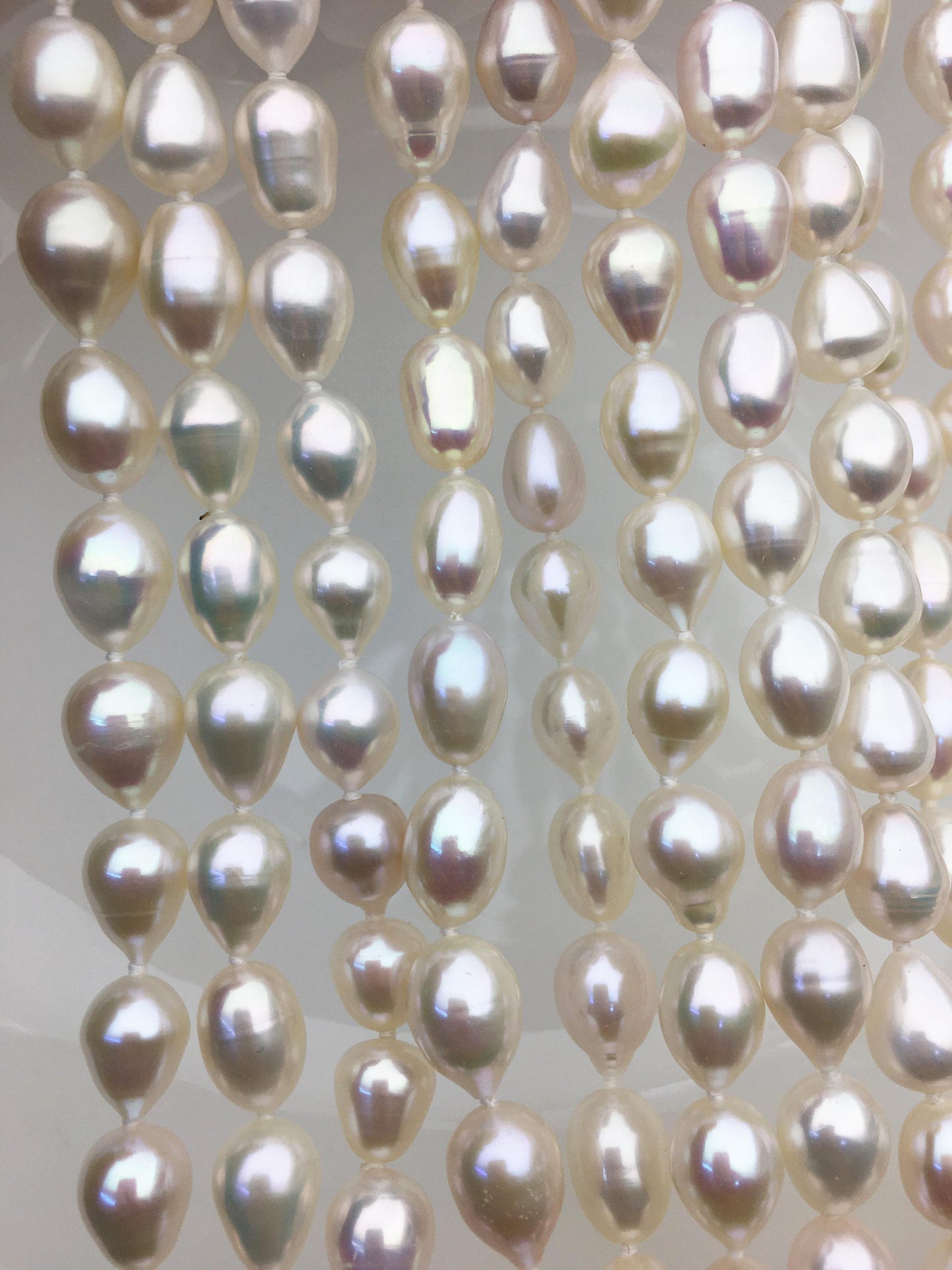 32 inches AA+ 8.3-10mm white rice pearl Necklace,NPN1-T12