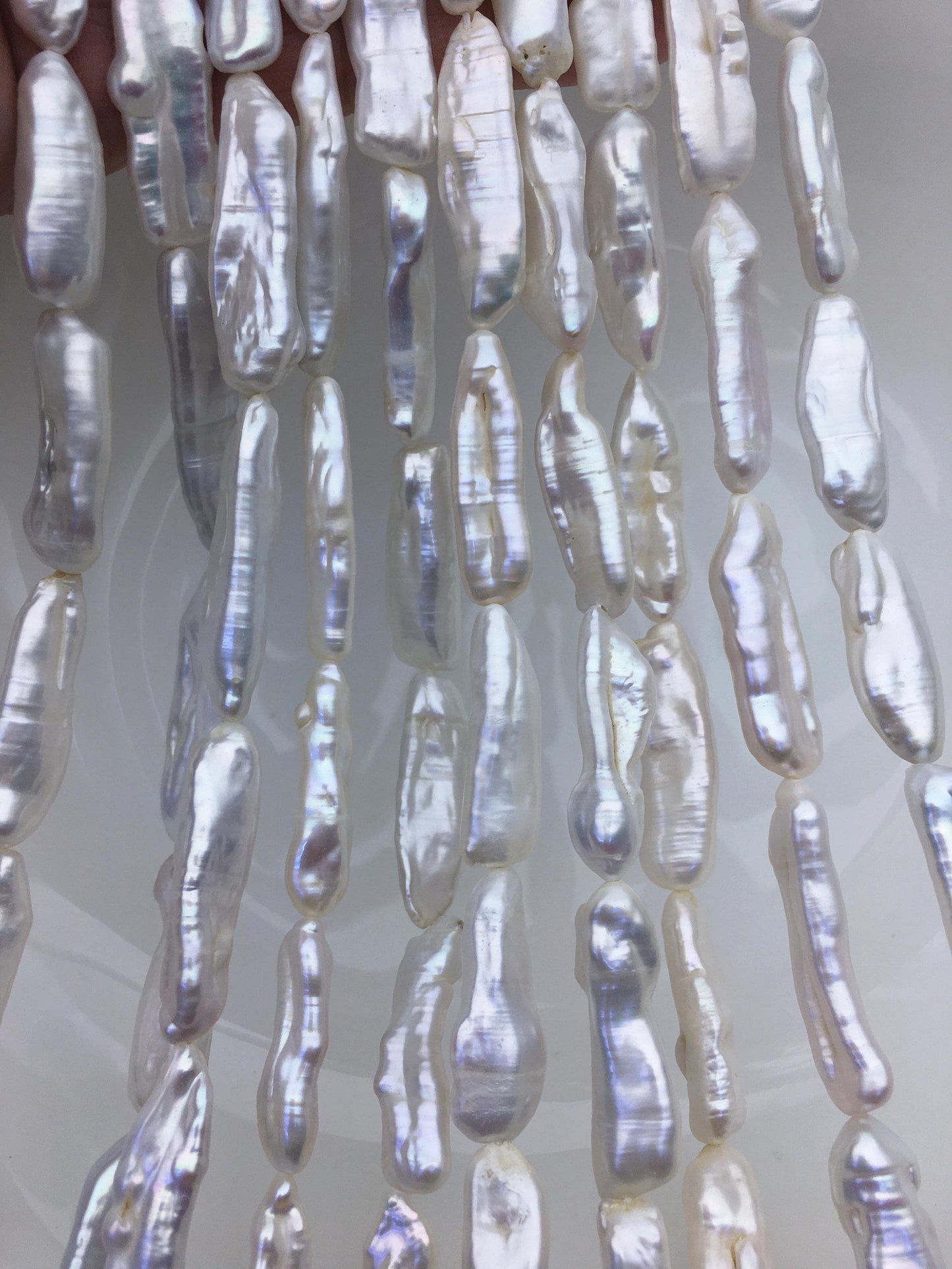 AA+ 7-11mm white Thick Keshi Biwa Pearl Necklace,ZS-200-120-7