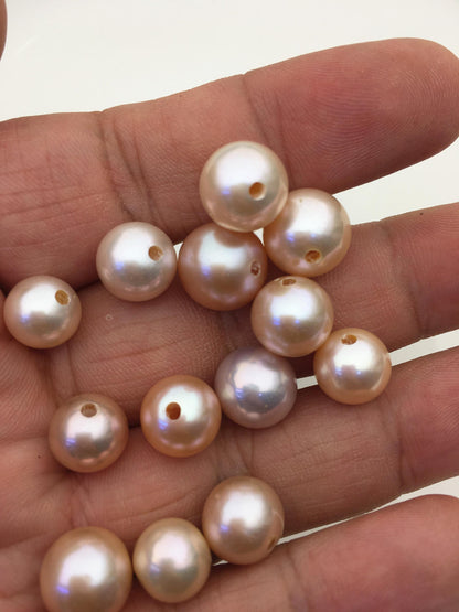 13pcs AAA 9-12mm natural color large hole round edison freshwater pearl,2.2mm large hole,ED12-T1