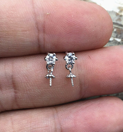 925 sterling silver cz stud earrings, Earwires findings , DIY earrings jewelry,ASL-ER-012