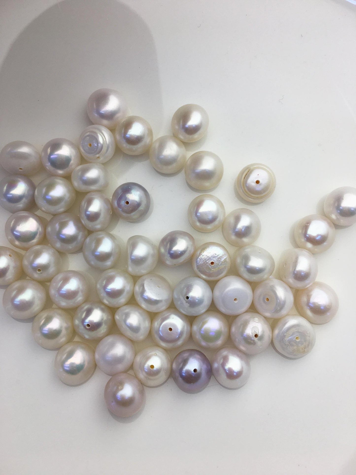 20pcs AAA/AA+ 10-11mm White baroque button freshwater pearls,half hole,BTN10-T5