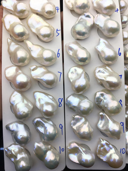1 pair AAA 14-18x20-28mm White Flame ball Pearl Pairs-0.9mm top half hole-large Baroque freshwater pearl pairs,Fire Ball Pearl,FL15-3A-8-43