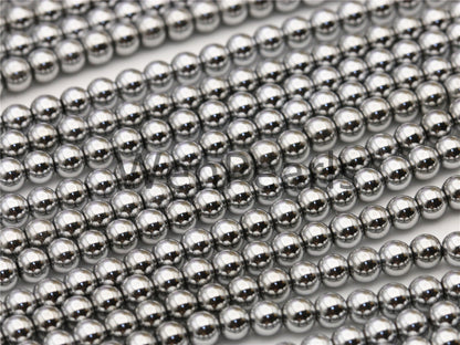 Hematite silver Gray 4mm Smooth Round,AAA, 105pcs,15.5 inches,G50-R4-002