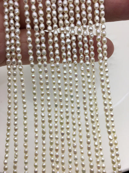 AAA 2.5-2.7x3.6-4.9mm white rice pearls,oval loose pearl beads,diy pearl,genuine pearl,Cultured pearl,diy pearl beads,LR2-3A-23