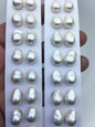 2 pairs AAA 10-11mm white long teardrop freshwater pearls, half hole,LR10-T3