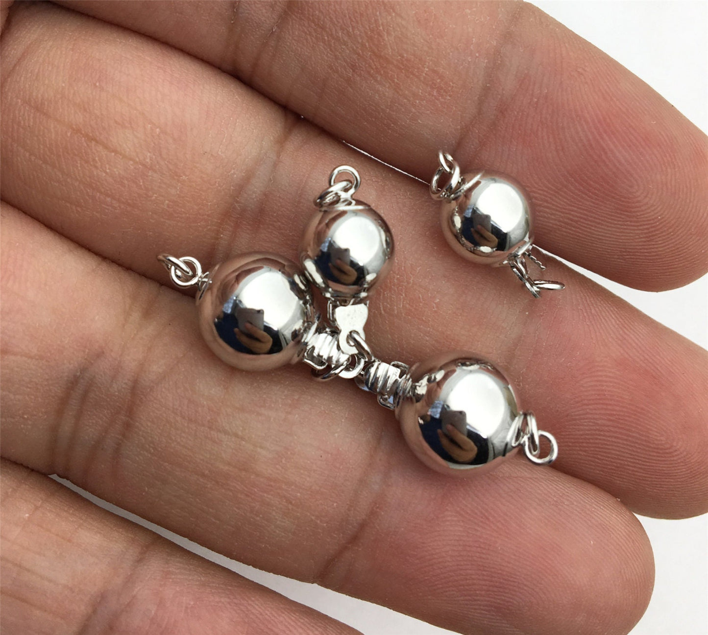6/8/10mm Sterling Sliver Smooth Bead Safety Clasp,S925 sterling silver,Select Size,WHOLESALE,ASL-CL-004