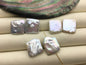 1 pair AA+ 16-18x16-18mm Big White Rectangle Freshwater Pearl White loose Beads Pair,0.9mm through hole,ZS-103-37-62