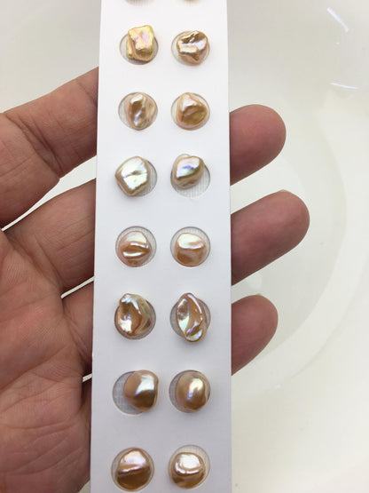 10 pairs AAA 8-9mm Pink Purple keshi pearls Pair,for make stud earrings,baroque pearl,loose pearl beads,no hole,ZS-127-62-38