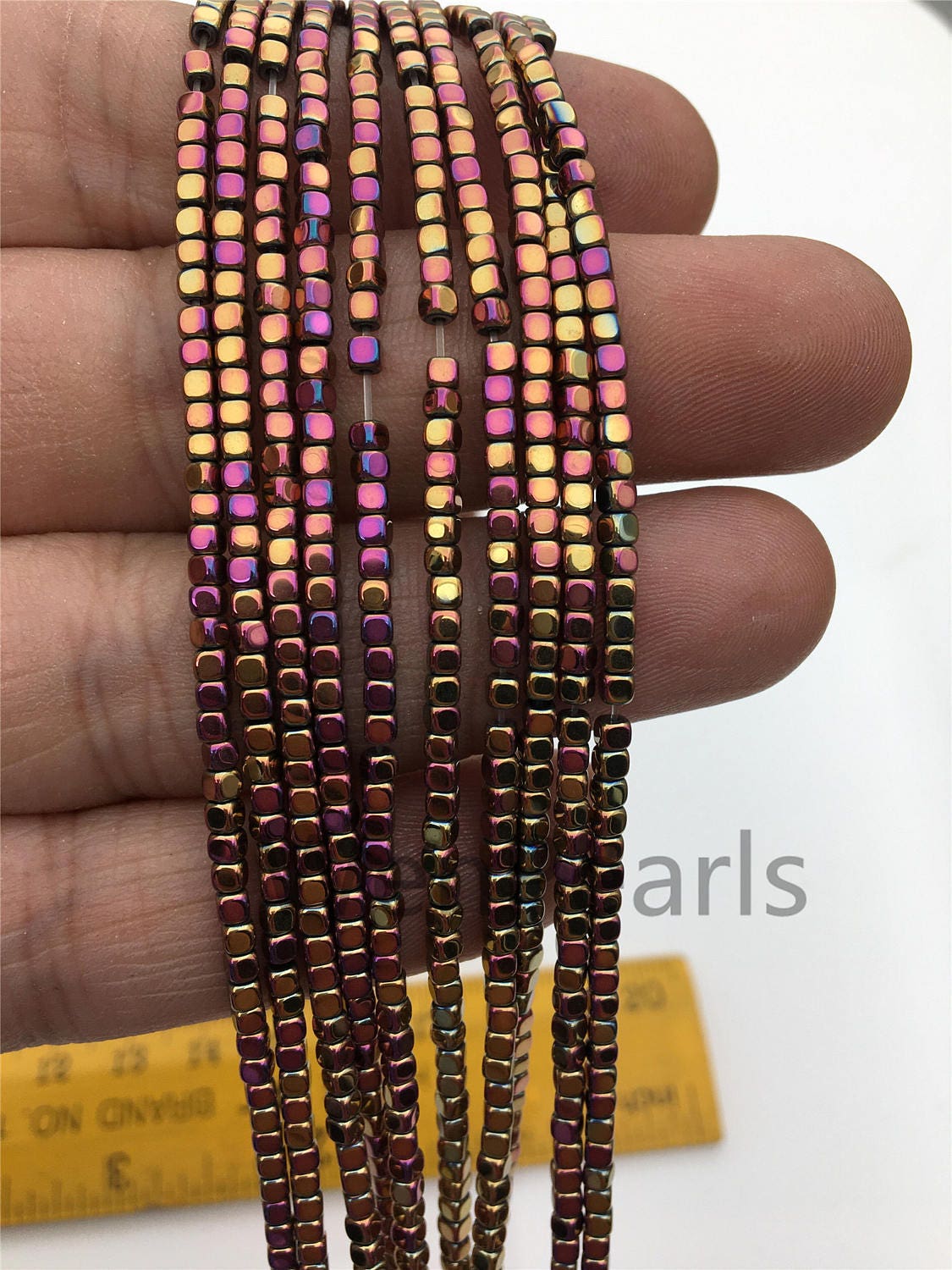 Hematite,Rainbow 2mmx2mm cube square Beads,AAA, 15.5 inches,G50-CU22-004
