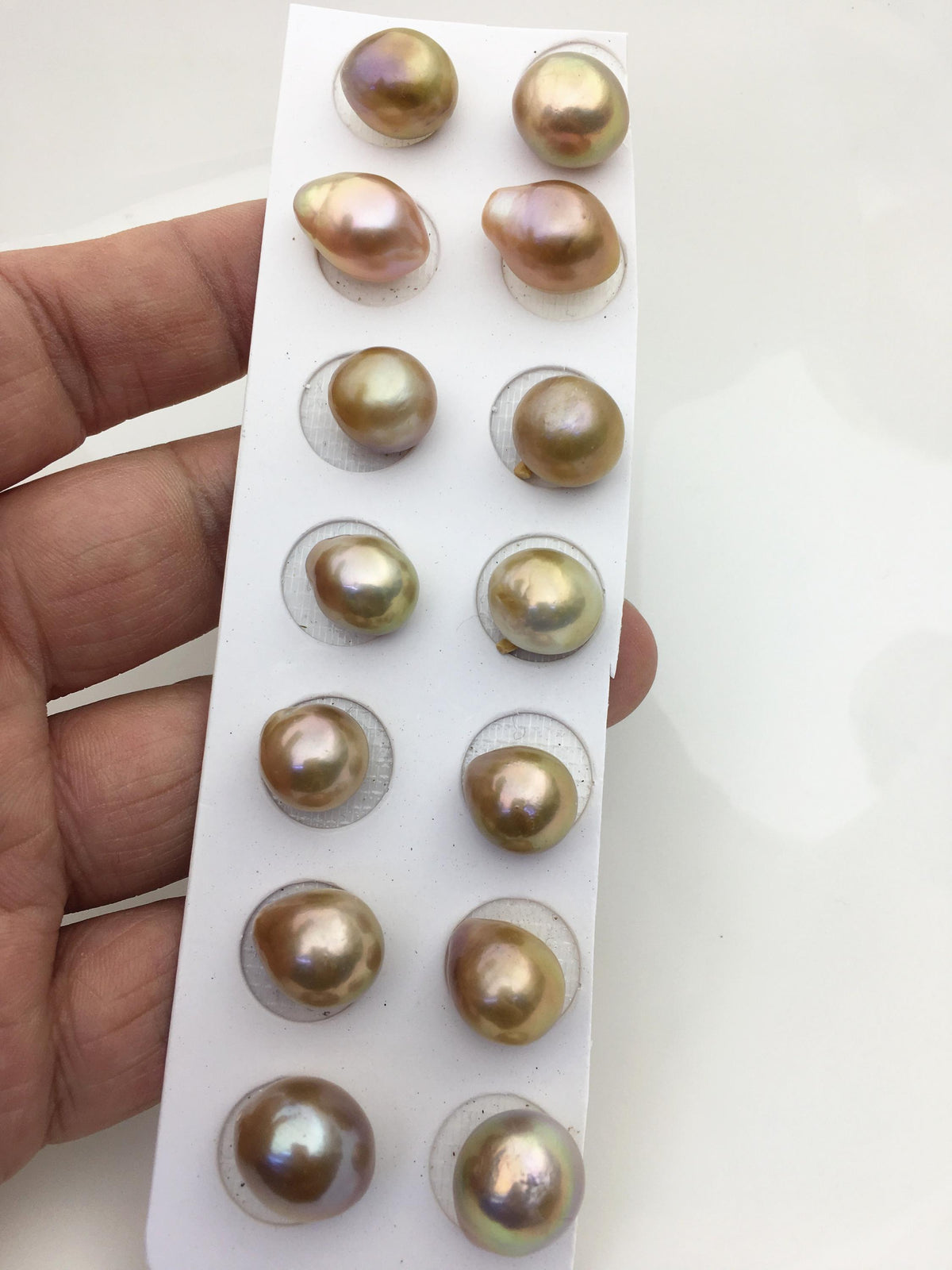 7pairs AAA 11-12mm Natural Bronze baroque drop edison freshwater pearl Pair,top half hole,ED11-3A-2-36