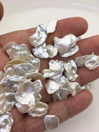 30pcs AAA/AA+ 11-12mm white thin keshi freshwater pearls,no hole,ZS-127-2