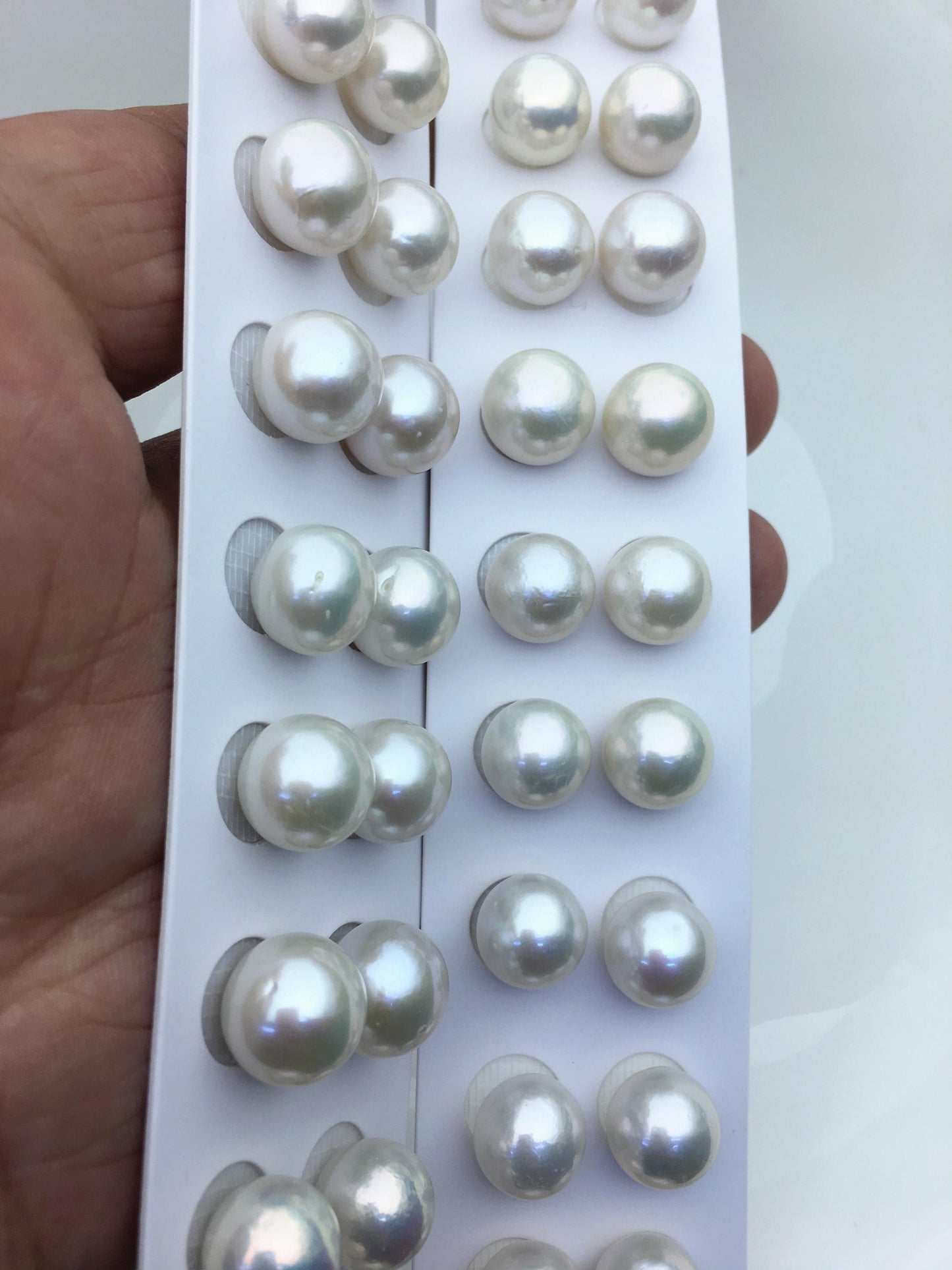 5 pairs AA+ 11-12mm white round freshwater pearl pair,no hole,RP11-3A-9