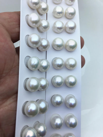 5 pairs AA+ 11-12mm white round freshwater pearl pair,no hole,RP11-3A-9